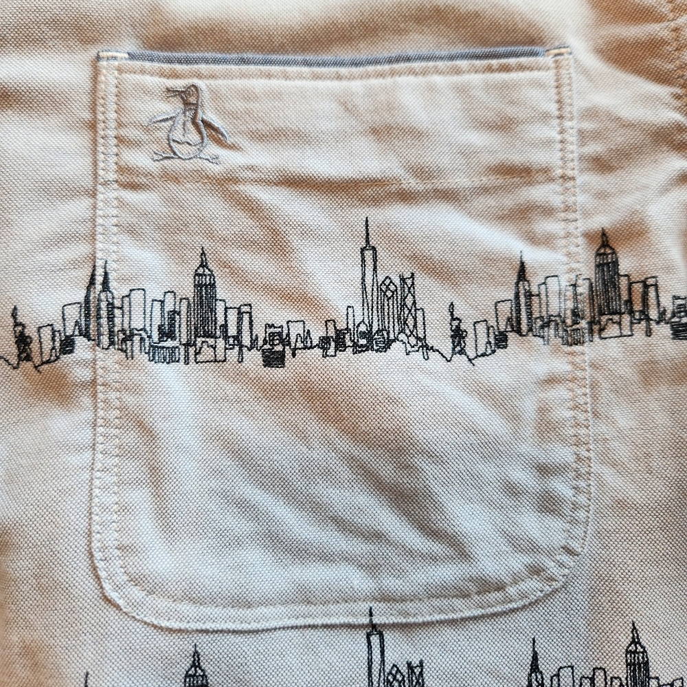 Original Penguin Heritage Slim Fit Stretch NYC Skyline Shirt M - Picture 4 of 11